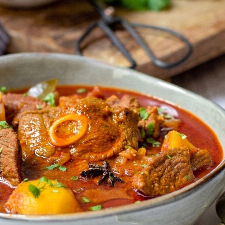 Lamb curry with potato in a rich Durban gravy